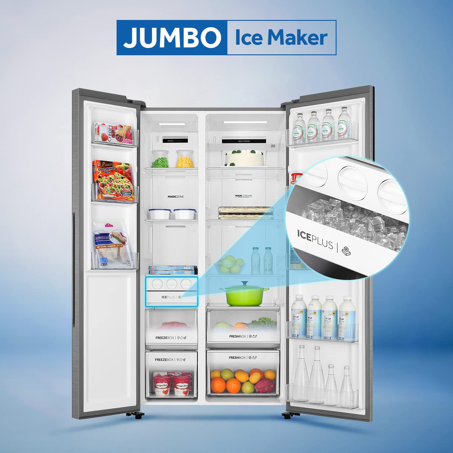 Haier 630 L Double Door Side By Side Refrigerators HRS-682SS Shiny Steel