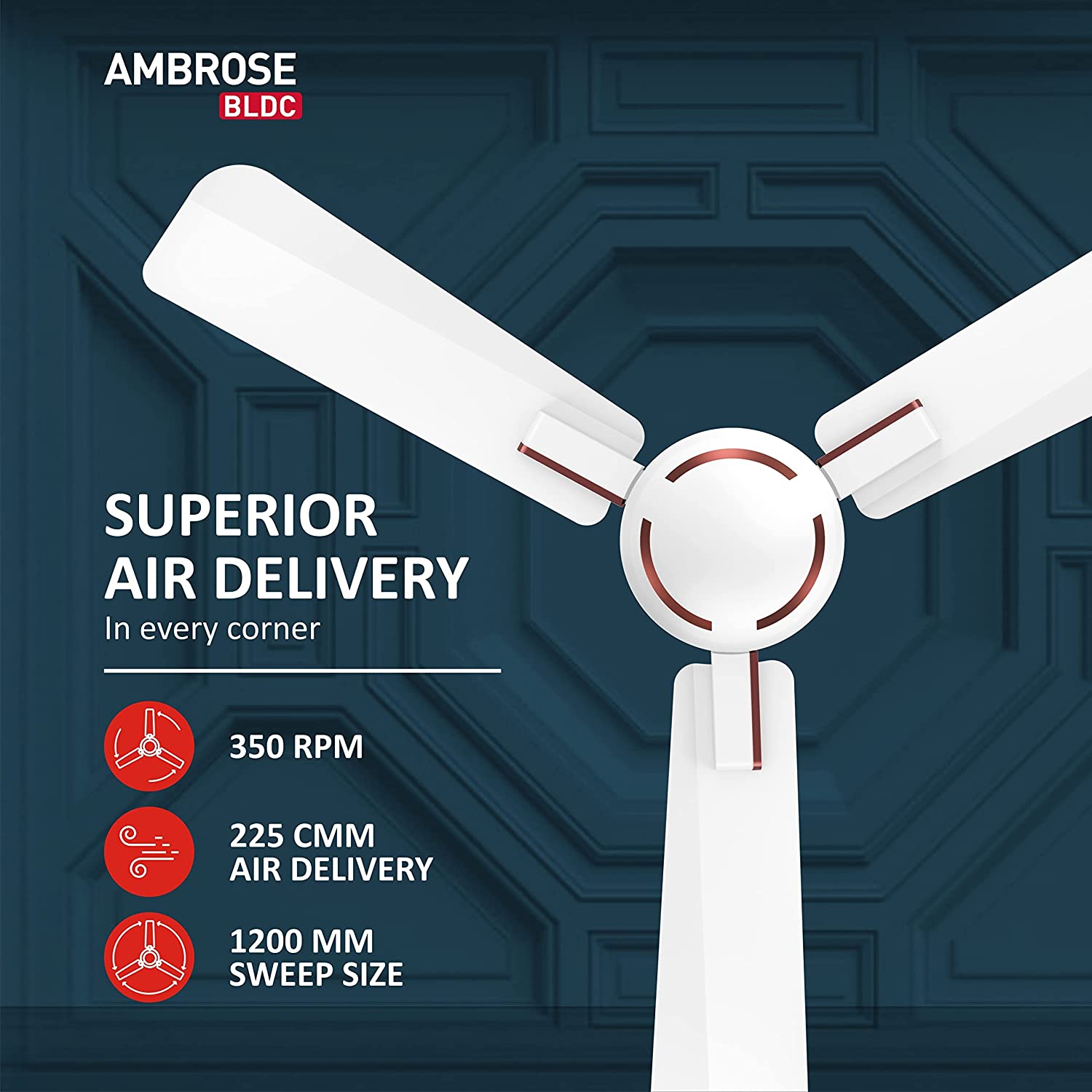Havells Ambrose BLDC Ceiling Fan Pearl White Wood