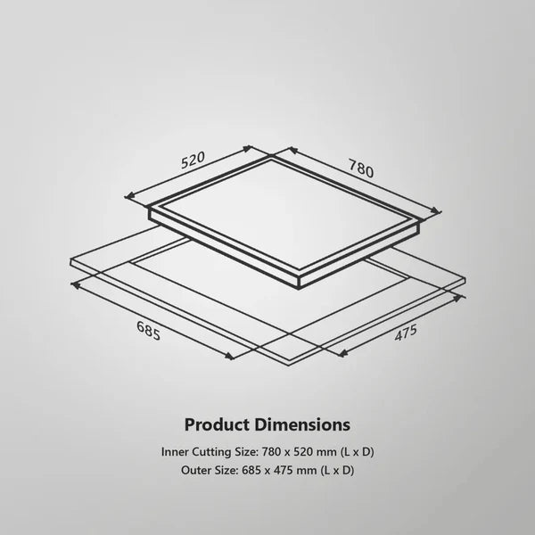 kaff 78 cm 4 Burner Hob Nyborg Series NYG 784G