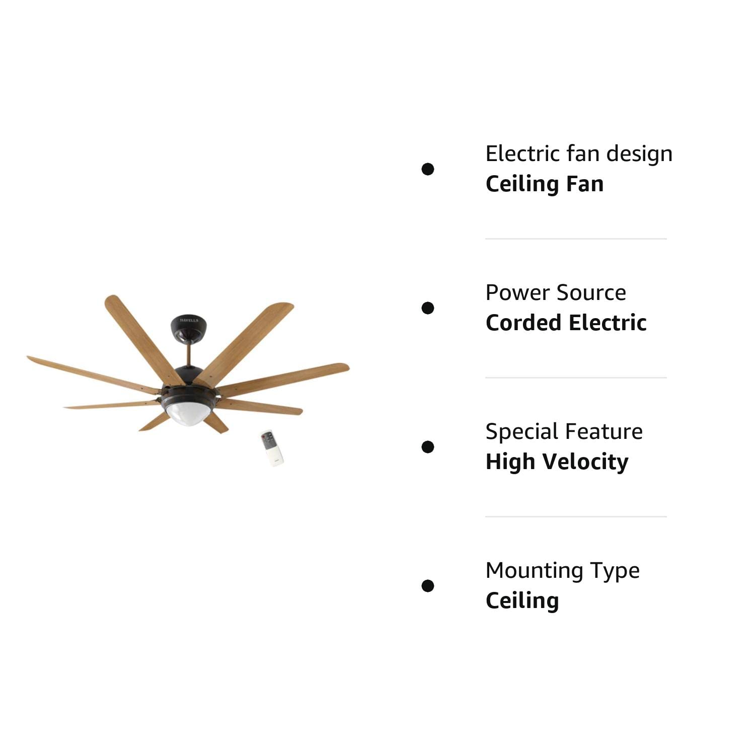 Havells Octet Underlight 1320mm Ceiling Fan Walnut Black Nickel
