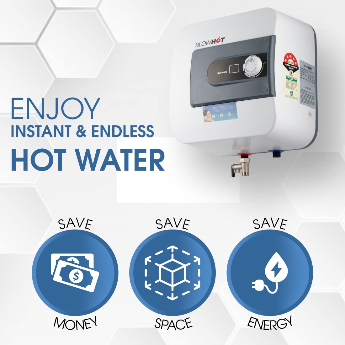 BLOWHOT Electric Storage Water Heater Geyser 15 Liters
