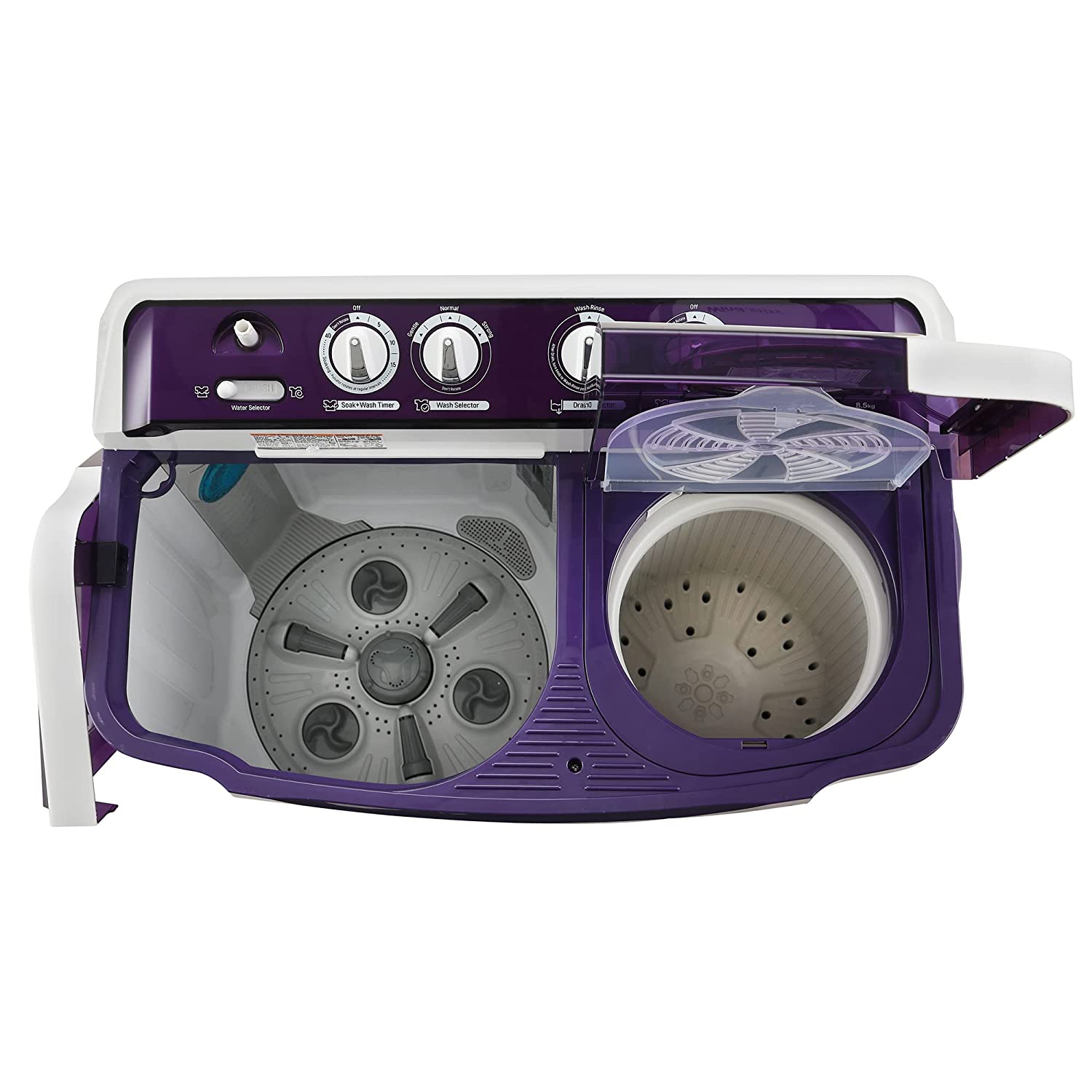 LG 8.5 Kg 5 Star Semi-Automatic Top Loading Washing Machine (P8535SPMZ, Purple, Roller Jet Pulsator), Large