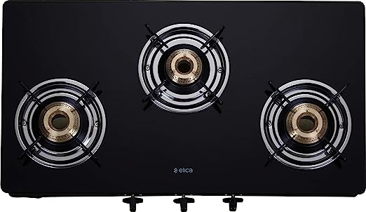 Elica Vetro Glass Top 3 Burner Gas Stove (703 CT VETRO SS)