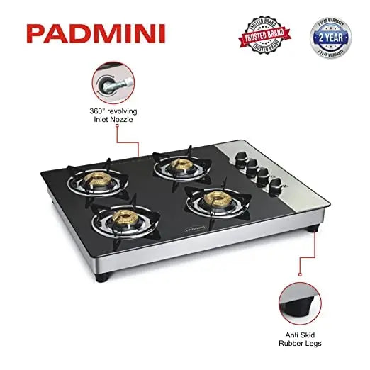 Padmini Four Burner Gas Stove - CS 4 GT HS Auto