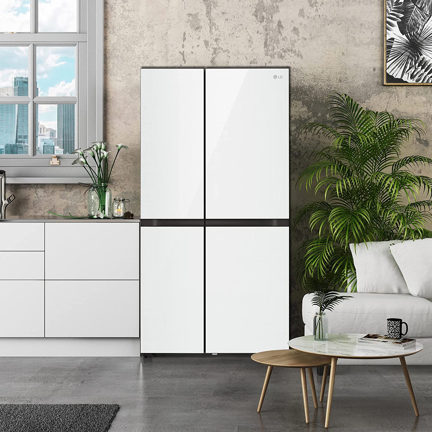 LG Side-by-Side Refrigerator GC-B257UGLW: 694L Frost Free Smart Inverter, Linen White