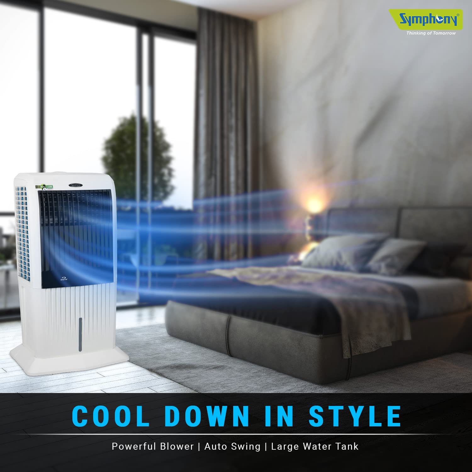 Symphony 70 L Room/Personal Air Cooler  (White, Storm 70i)