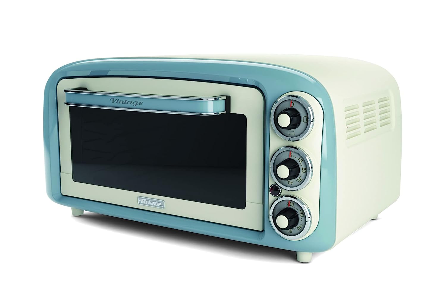Ariete 979-18 L Design Electric Oven, Suitable for 30 cm Pizza, 1380W, 3 Cooking Positions, 60' Timer, Stainless Steel, Pastel Blue