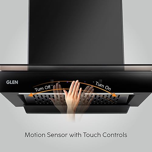 GLEN 60 cm 1400m3/hr Auto-Clean Filterless Wall Mounted Kitchen Chimney With Motion Sensor+Touch Controls (Selena XL Black)