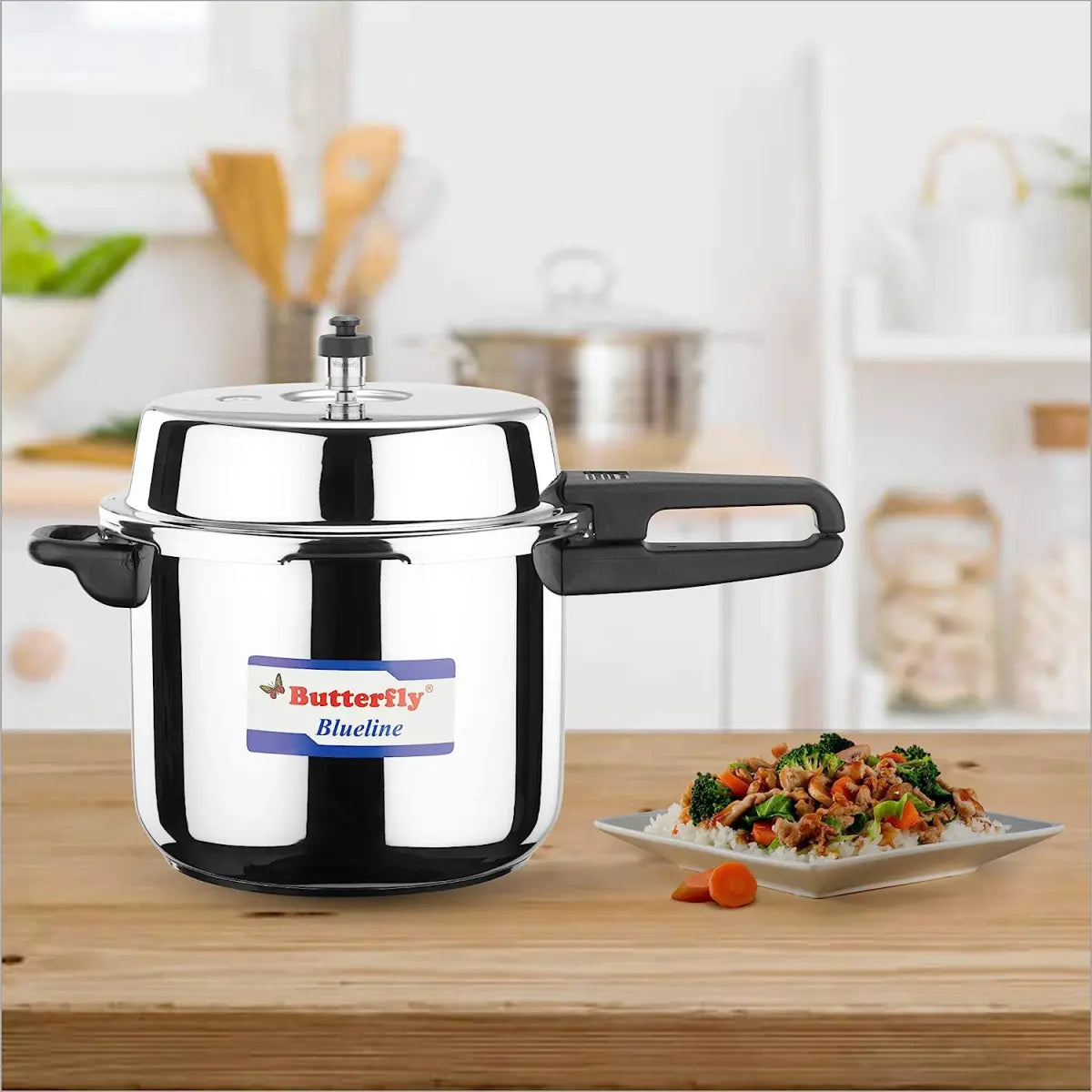 Butterfly Blue Line Stainless Steel Outer Lid Pressure Cooker, 10 Litre