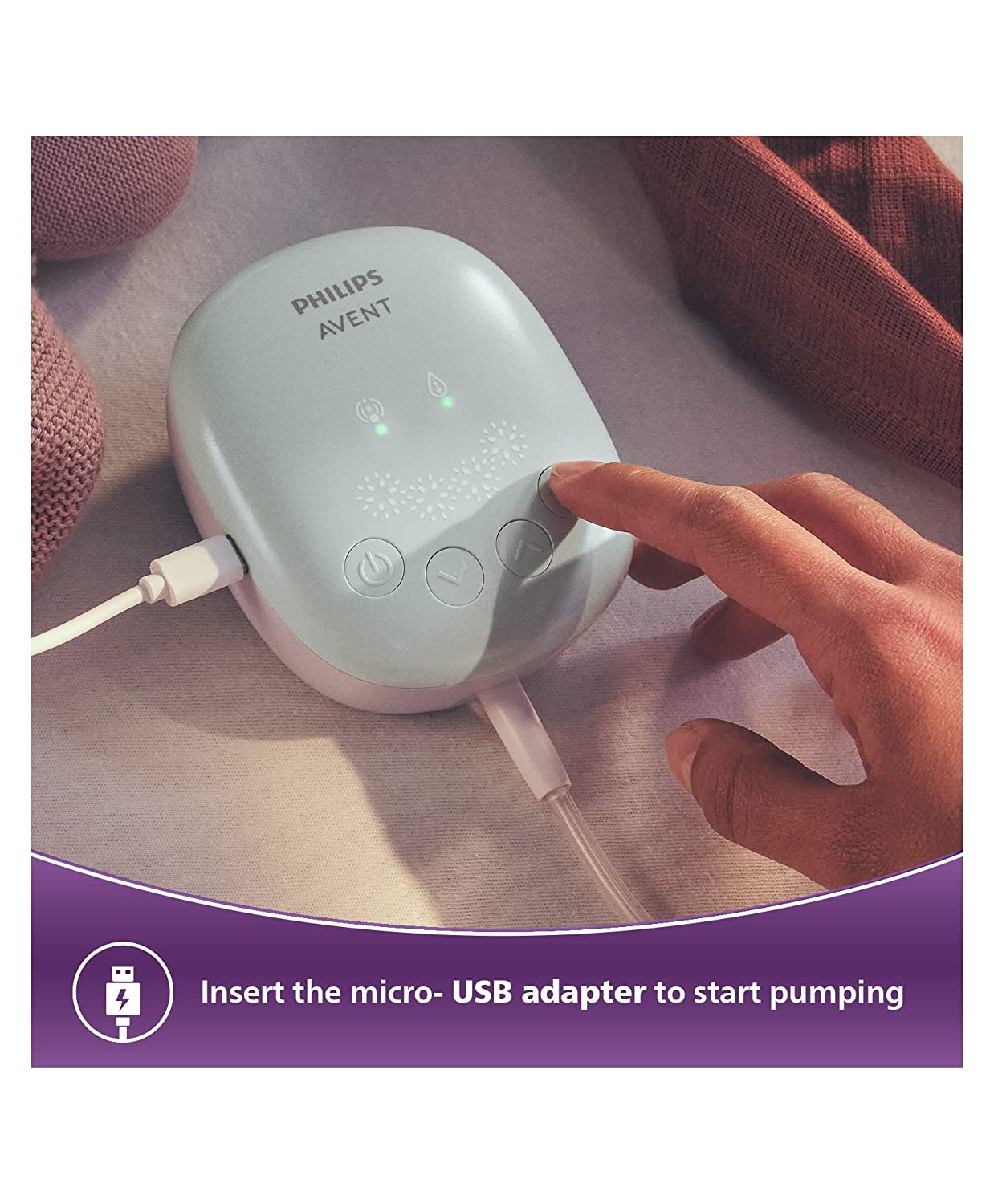 Philips Avent Single Electric Breast Pump SCF323/11 | Soft adaptable cushion | Gently stimulates milk flow | 4 massage modes | Memory function remembers last setting | Portable design