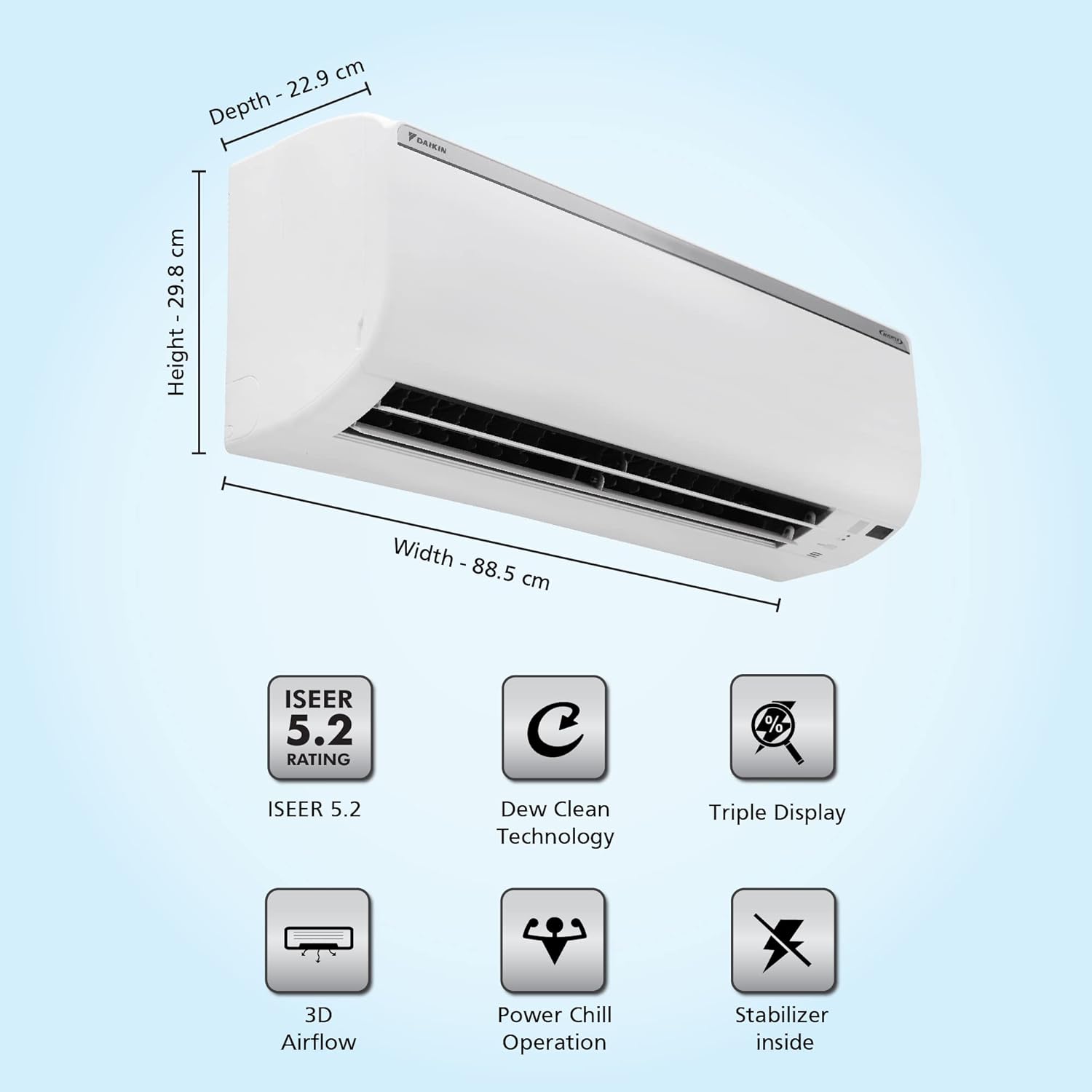 Daikin 1.8T 5 Star Inverter Split AC (Copper, 2022, FTKM60U) - Energy Efficient Cooling