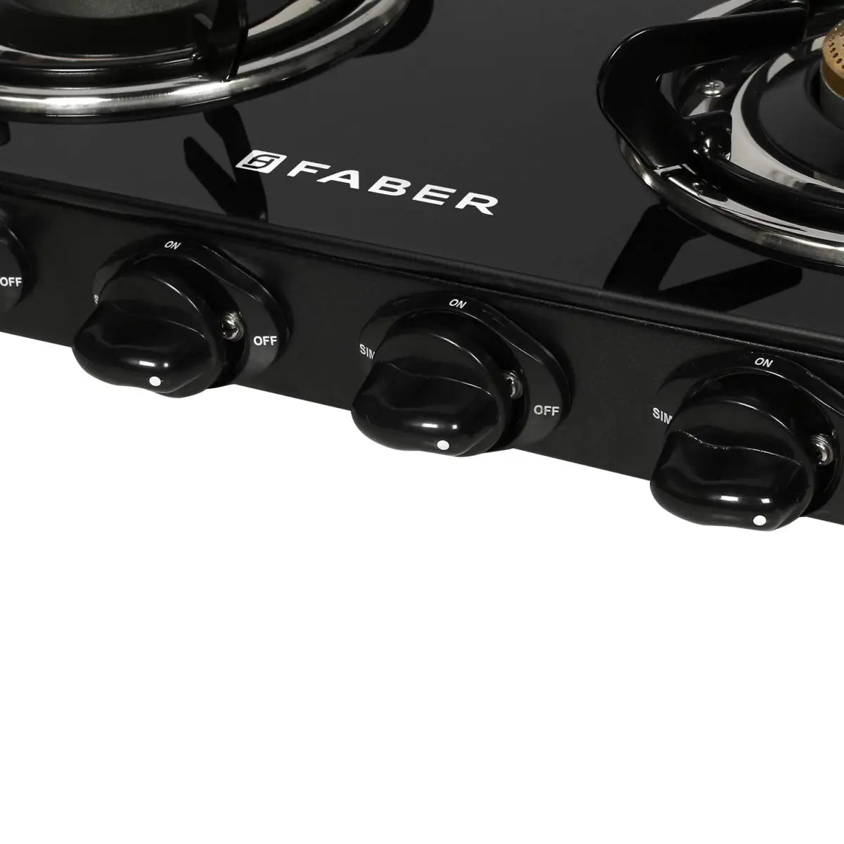 Faber 4 Burner Glass Cooktop Power 4BB BK - Manual Ignition Gas Stove (Black)