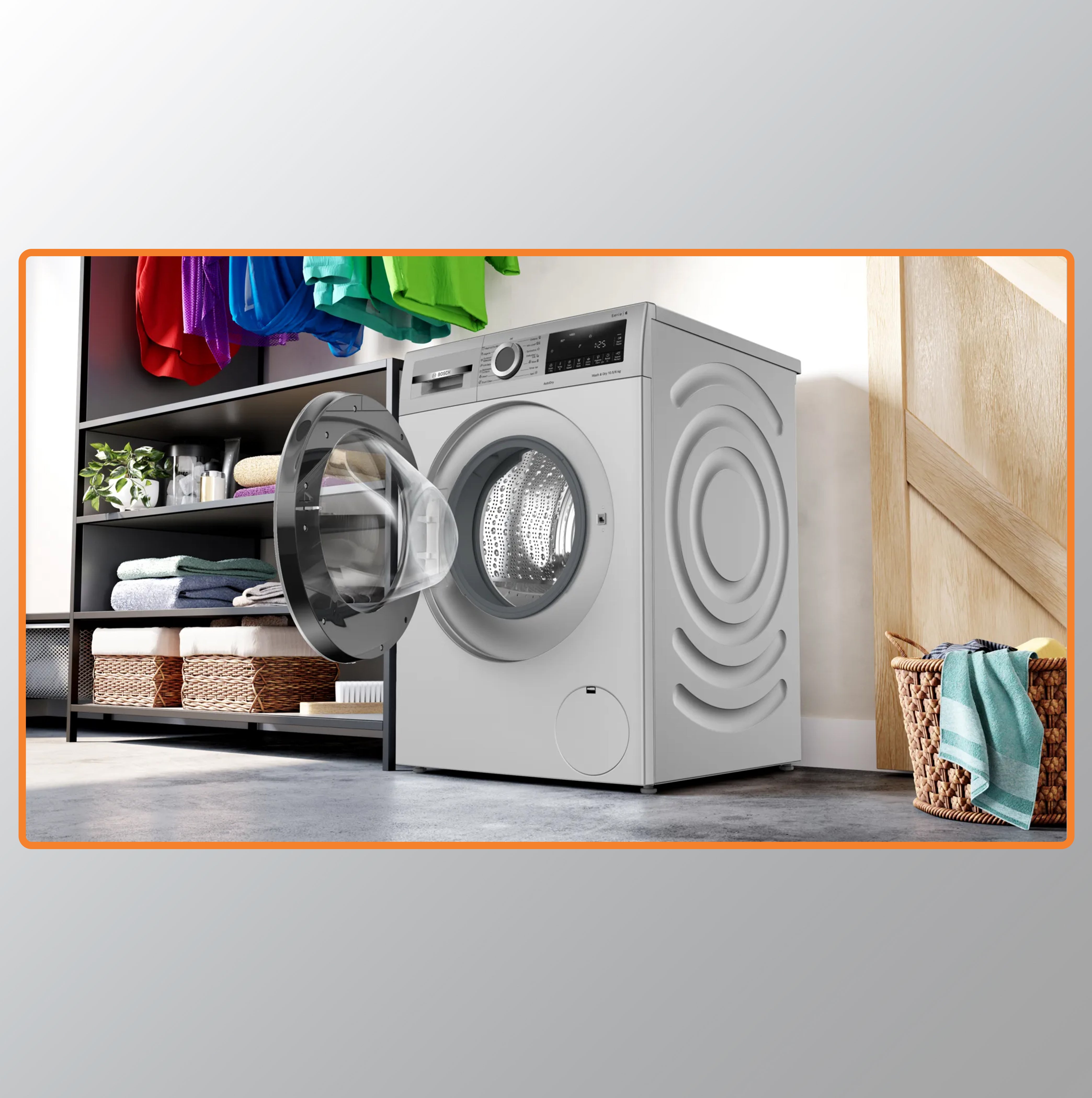 Bosch 10.5/6 KG Inverter Front Load Washer Dryer with LED TOUCH DISPLAY (WNA264U9IN,Silver)
