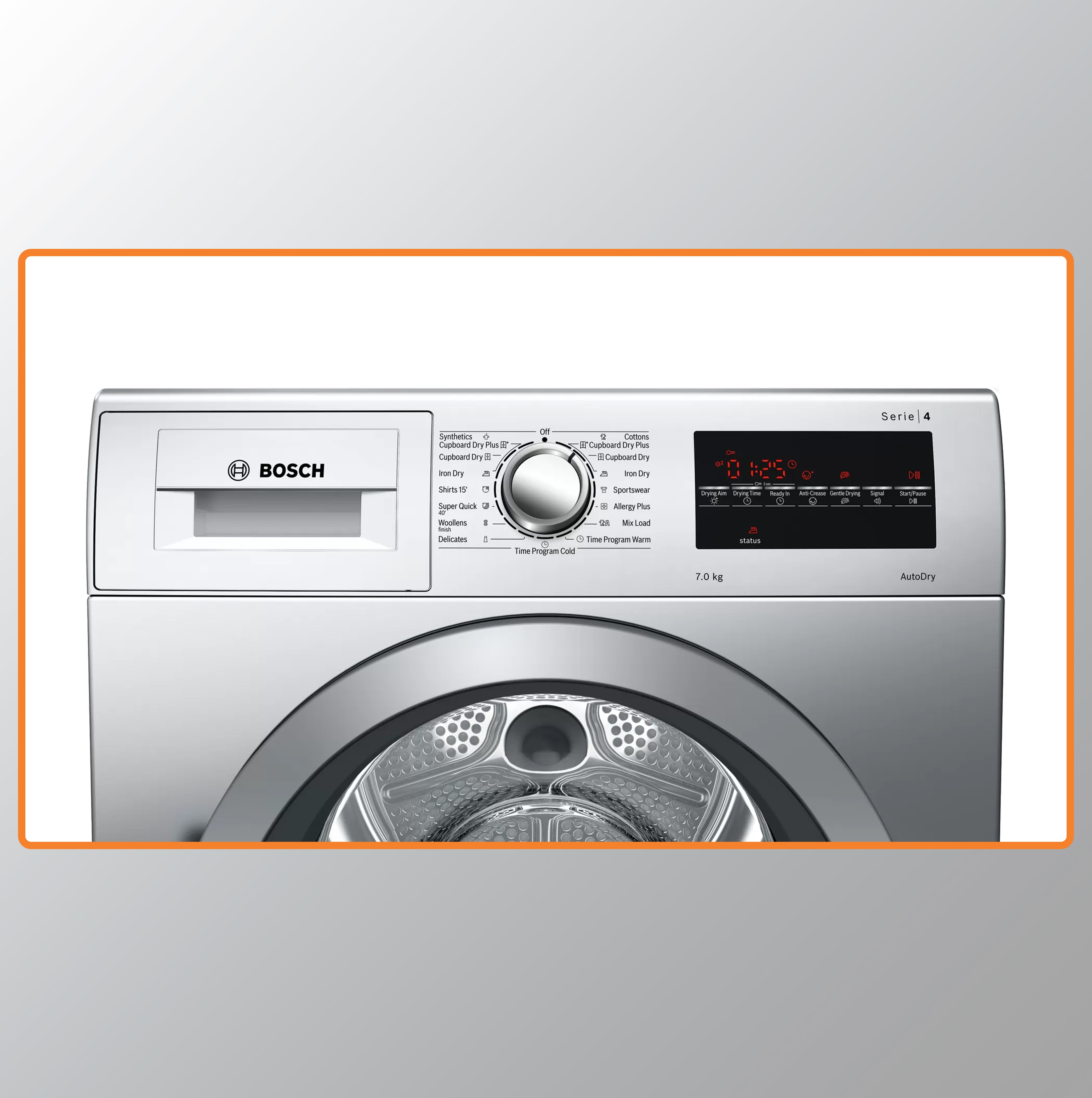 Bosch 7 kg Fully Automatic Condenser Tumble Dryer WTG86409IN, Silver, Inbuilt Heater)