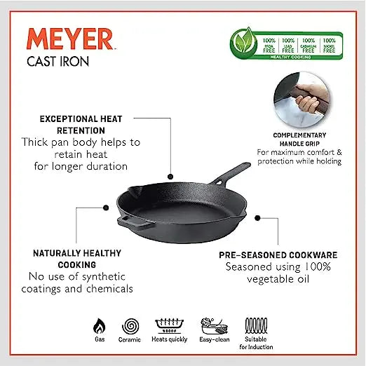 Meyer Cast Iron Skillet (Induction Compatible) 48122 26cm Black
