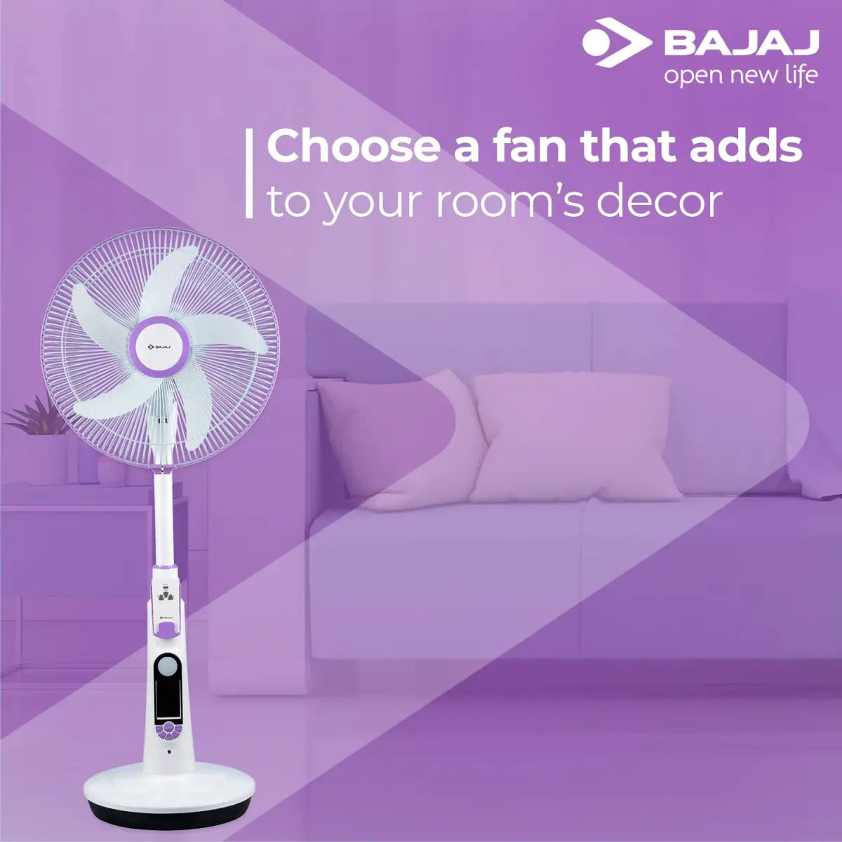 Bajaj Nuvo 400 mm Plum Purple Table Cum Pedestal Fan with BLDC Motor and Remote Control Operation, Regular