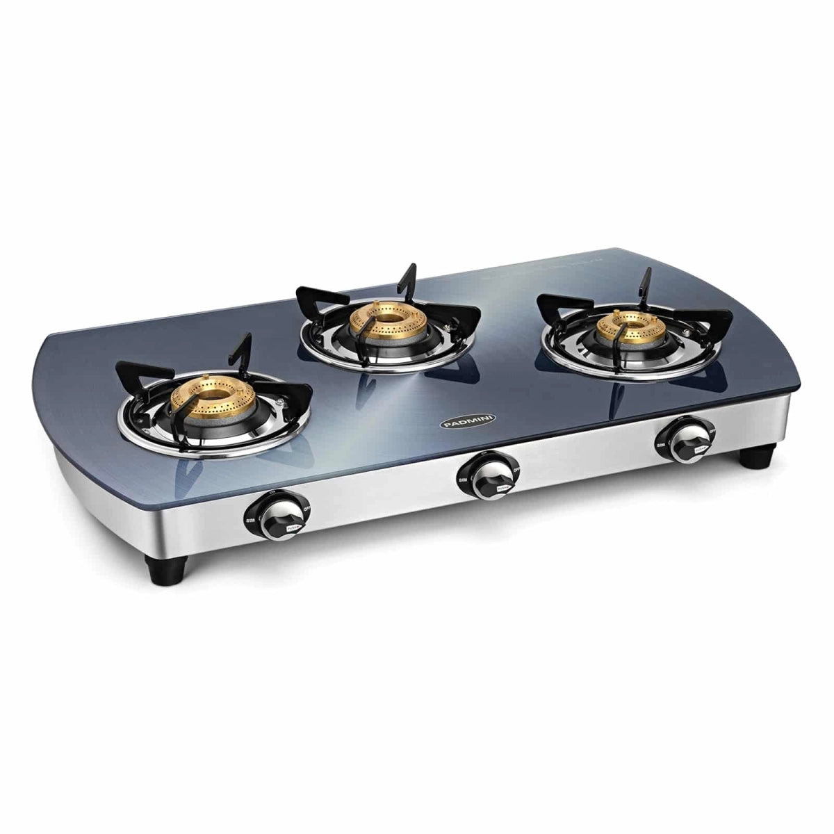 PADMINI CS 3 GT Silvo Steel, Glass Manual Gas Stove