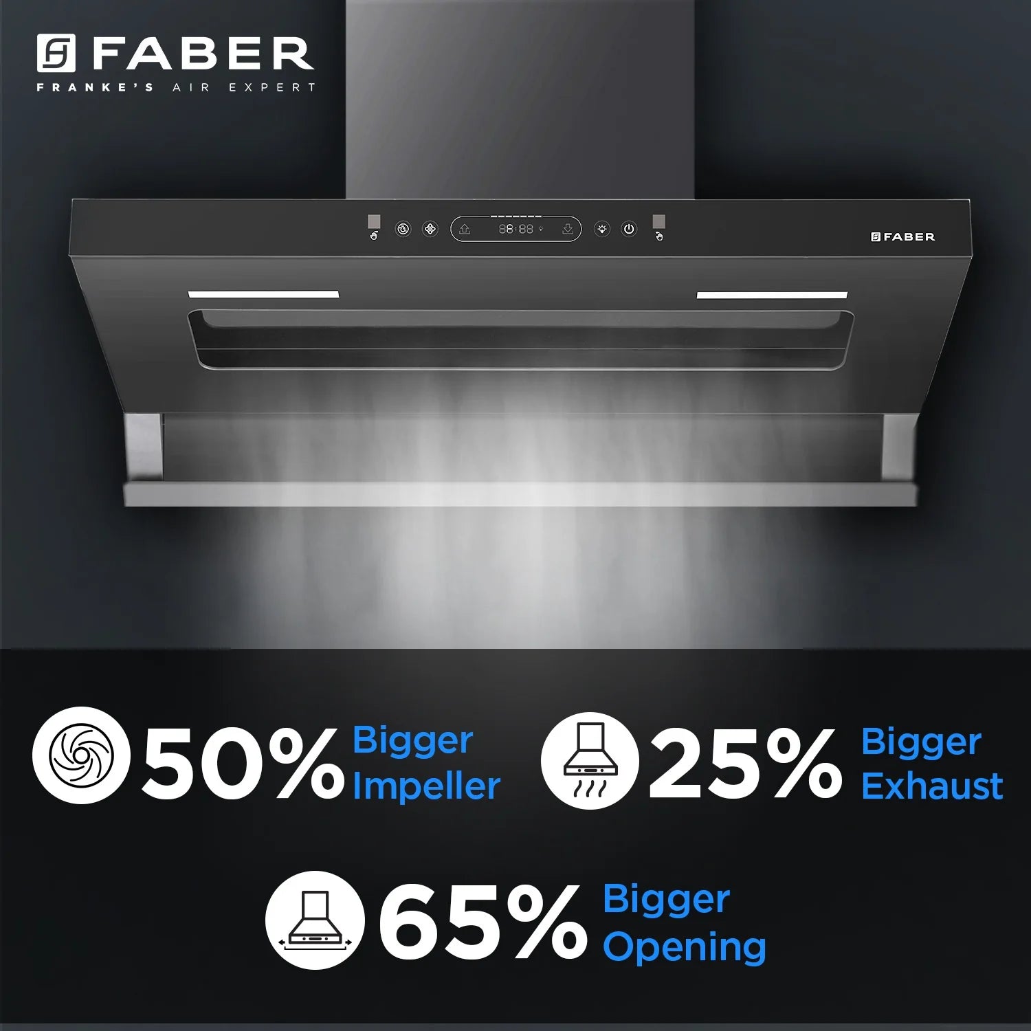 Faber 90 cm Wall Mounted Chimney VIVID FL HC BK 90