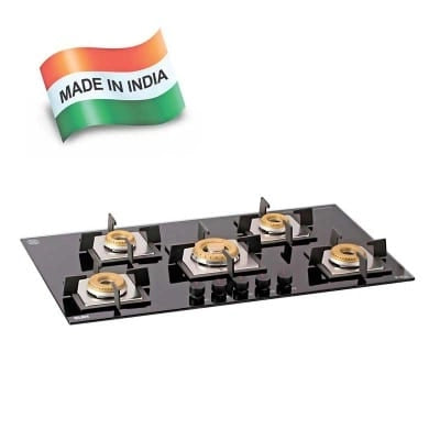 Glen 5 Burner Built-in Glass Hob 1095 SQ INBB TR FFD (Flame Failure Device)