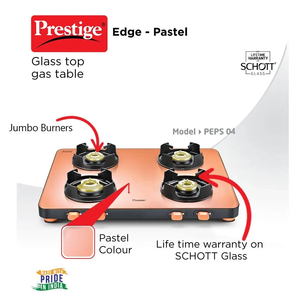 Prestige Edge Gas Stove Table PEPS Pastel Series - 4 Burner