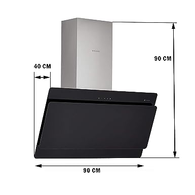 Faber 90 cm 1095 m³/hr angular Kitchen Chimney (HOOD COCKTAIL 3D T2S2 BK TC LTW 90, Cassette Filter, Touch Control, Black)