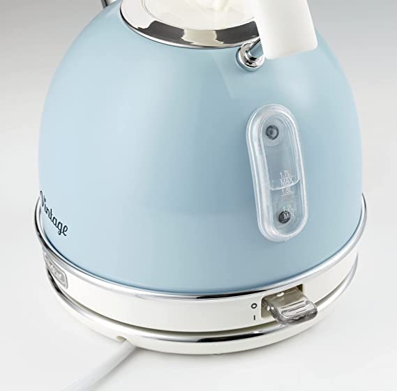 Ariete 2877 - Design Electric Kettle, 2000W, 1,7 L, Stainless Steel, Visible Water Level, Pastel Blue