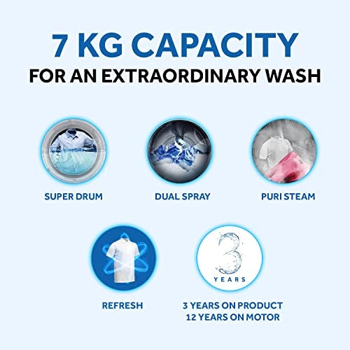Haier Fully Automatic Washing Machine with Inverter Motor, Super Drum, Dual Spray (HW70-IM12929, Ice White)