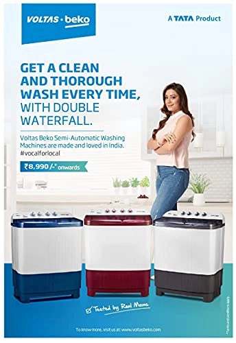 Voltas Beko 8 kg Semi-Automatic Top Loading Washing Machine (WTT80DGRT, Gray) 2020