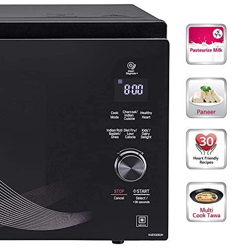 LG 32 L Charcoal Convection Healthy Heart Microwave Oven (MJEN326TL, Black Line Pattern, Neo Chef Design)