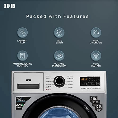 IFB 6.5 Kg 5 Star Front Load Washing Machine 2X Power Dual Steam (SENORITA SXS 6510, Silver & Black, Hard Water Wash)
