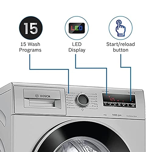 Bosch 8 kg 5 Star 1400RPM INVERTER TOUCH CONTROL Fully Automatic Front Load with Heater Silver (WAJ28262IN)