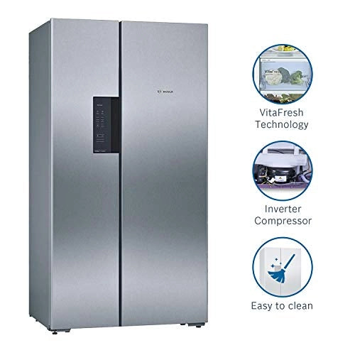 Bosch 661 L Frost Free Side-by-Side Refrigerator(KAN92VI35I, Stainless Steel, Inverter Compressor)