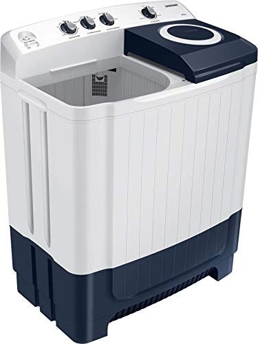 Samsung 8.5 Kg Semi-Automatic 5 Star Top Loading Washing Machine (WT85R4200LL/TL, Light Grey, Royal Blue Lid (Transparent), Hexa Storm Pulsator)