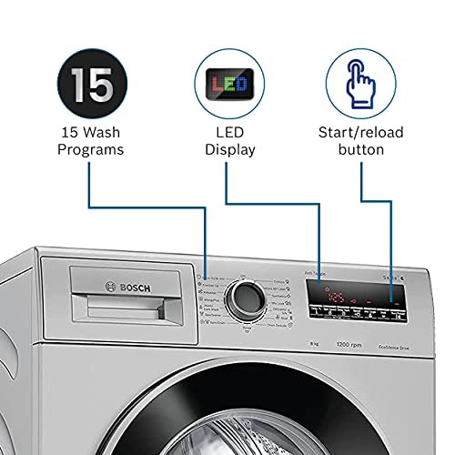 Bosch 8 kg 5 Star 1200RPM INVERTER TOUCH CONTROL Fully Automatic Front Load with Heater Silver (WAJ2426PIN)
