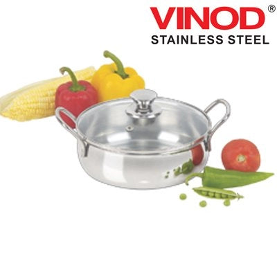 Vinod Steel Elite Bowl With Glass Lid - 900ML