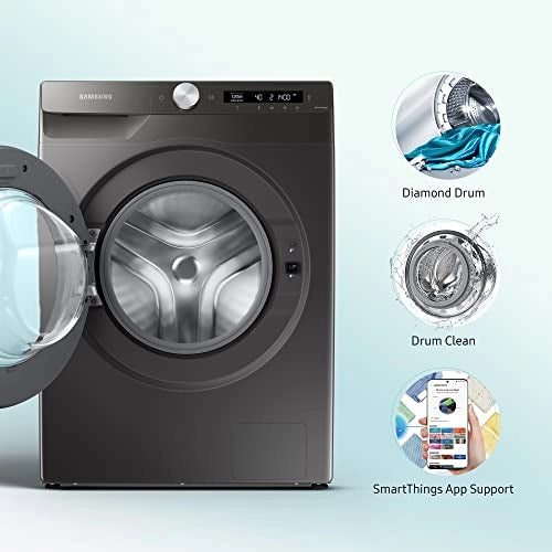 Samsung 8 Kg 5 Star Wi-Fi Inverter Fully-Automatic Front Loading Washing Machine (WW80T504DAN1TL, Inox, In-Built Heater)