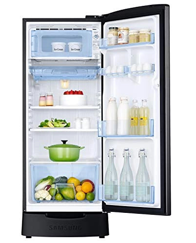 Samsung 192 L 3 Star inverter Direct Cool Single Door Refrigerator (RR20A282YCB/NL, Camellia Black, Base stand drawer)