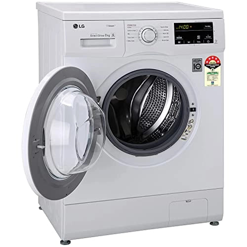 LG 8Kg 5 Star Inverter Touch Control Fully-Automatic Front Load Washing Machine with In-Built Heater (FHM1408BDW, White)