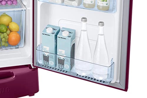 Samsung 192 L 2 Star Direct Cool Single Door Refrigerator (RR20A281BR8/NL, SAFFRON RED, Base stand drawer)