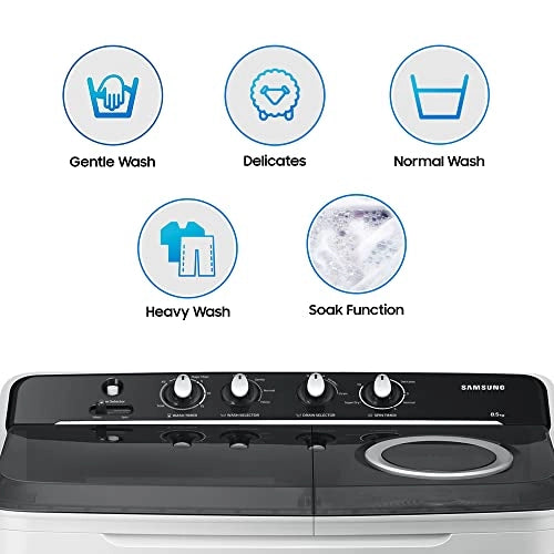 Samsung 8.5 kg 5 Star Semi-Automatic Top Loading Washing Machine (WT85B4200GG/TL, Light Grey, Air turbo drying)
