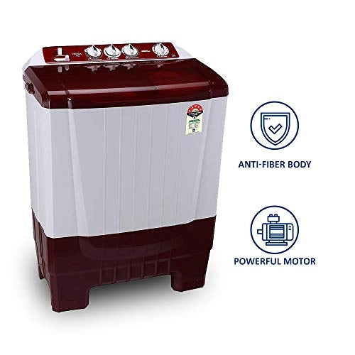Onida 8.0 kg 5 Star Semi-Automatic Top Loading Washing Machine (S80SCTR, Lava Red)