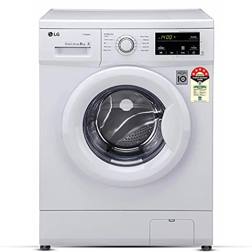 LG 8Kg 5 Star Inverter Touch Control Fully-Automatic Front Load Washing Machine with In-Built Heater (FHM1408BDW, White)