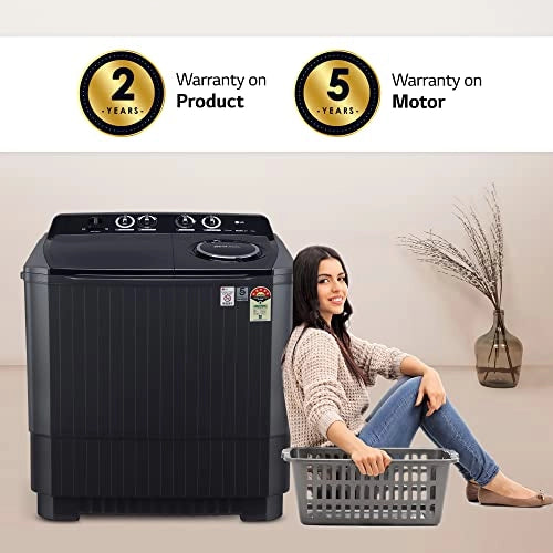 LG 11 கிலோ 5 ஸ்டார் செமி-ஆட்டோமேட்டிக் டாப் லோடிங் வாஷிங் மெஷின் (P1155SKAZ, மிடில் பிளாக், ரோலர் ஜெட் பல்சேட்டர்), பெரியது