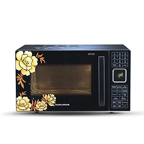 Morphy Richards 27CGF convection microwave oven front view with digital display and autocook keys