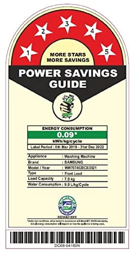 Samsung 7 Kg 5 Star Inverter Fully-Automatic Front Loading Washing Machine (WW70T4020CX1TL, Inox, In-Built Heater)