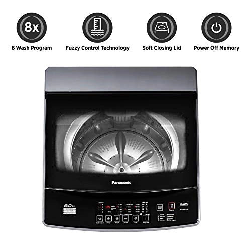Panasonic 8 Kg 5 Star Fully-Automatic Top Load Washing Machine (NA-F80LF1HRB, Grey, Durable Metal Body, 8 Wash Program)
