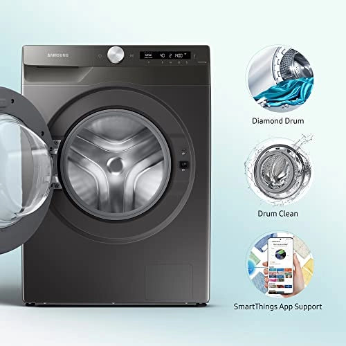 Samsung 9 Kg 5 Star Wi-Fi Inverter Fully-Automatic Front Loading Washing Machine (WW90T504DAN1TL, Inox, In-Built Heater)