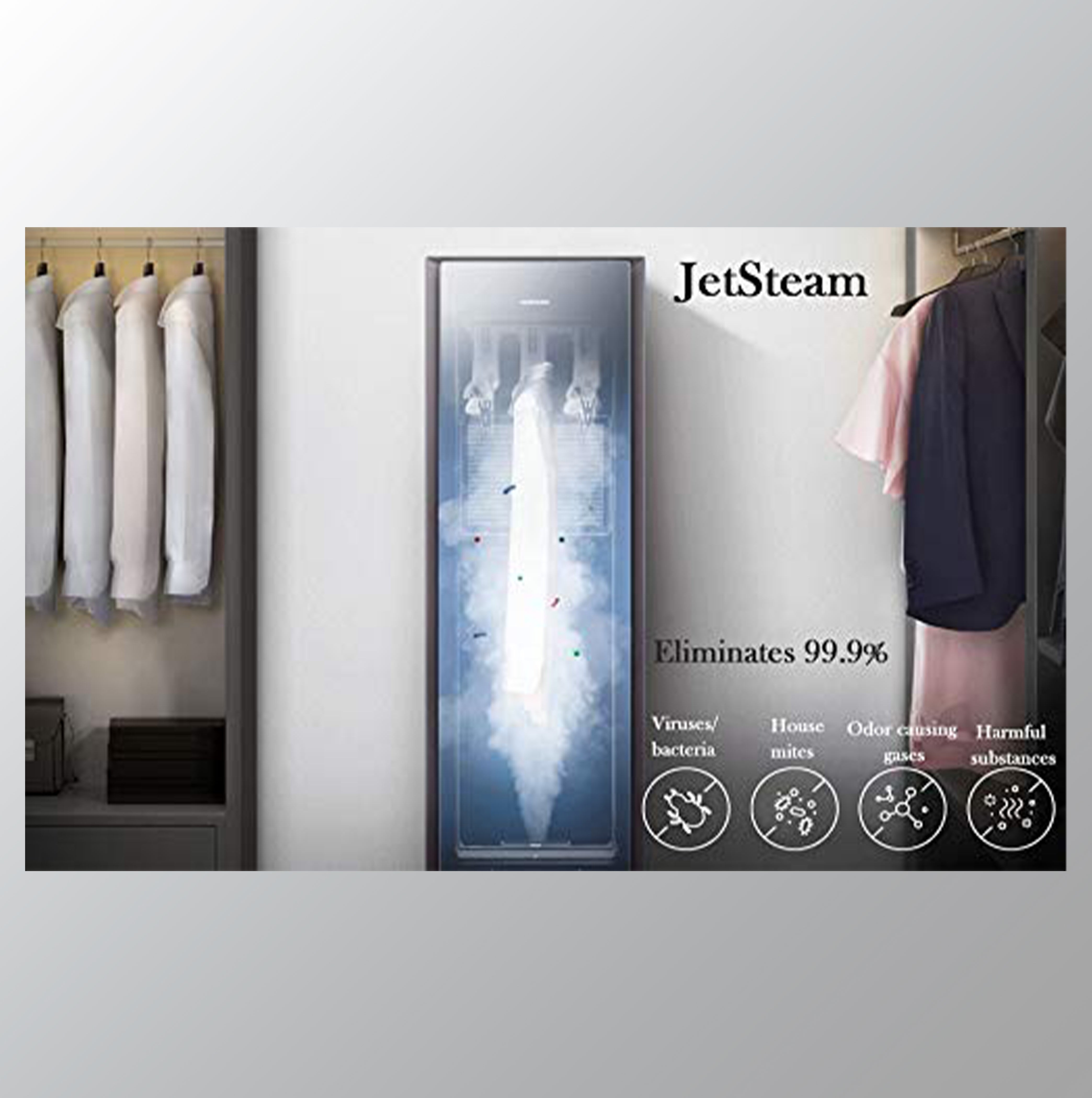 Samsung Air Dresser with Jet Steam For Sanitizing and Refreshing Clothes (Crystal Mirror Black, DF60R8600CG/TL)