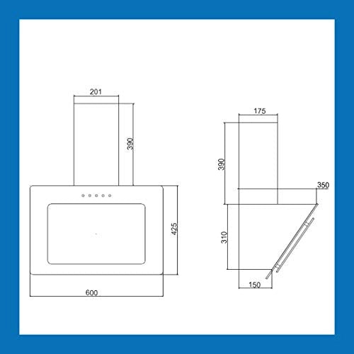 Glen 60 cm 1000 m3/hr Vertical Kitchen Chimney Baffle Filters Push Buttons (LYCA, Black)