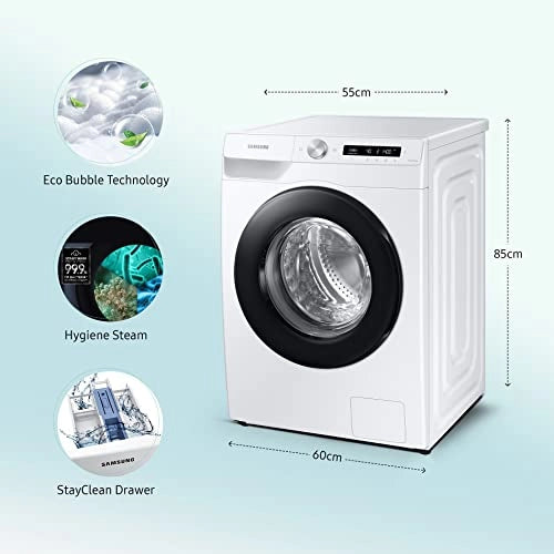 Samsung 8 Kg 5 Star Wi-Fi Inverter Fully-Automatic Front Loading Washing Machine (WW80T504NAW1TL, White, Heater)